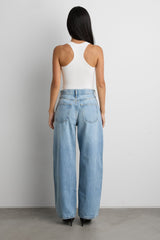 MID-RISE WIDE LEG JEAN WITH DRAWSTRING WAIST
