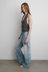 WIDE LEG JEAN WITH FRONT PANEL DETAIL