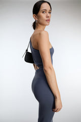 ONE SHOULDER KNIT MIDI DRESS WITH CUTOUT