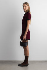 COLLARED CONTRAST TRIM KNIT MINI DRESS