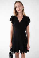 WRAP MINI DRESS WITH RUFFLED HEM