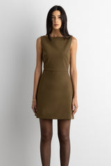 BOAT NECK MINI DRESS WITH POCKETS