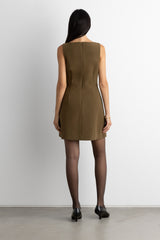 BOAT NECK MINI DRESS WITH POCKETS