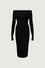 OFF THE SHOULDER LONG SLEEVE MIDI DRESS