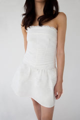 PINTUCK LACE TRIM TUBE TOP DRESS