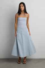 LINEN BLEND MIDI DRESS