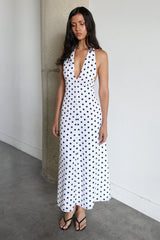 POLKA DOT V-NECK MAXI DRESS