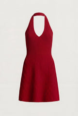 KNIT HALTER NECK MINI DRESS