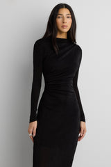 RUCHED WAIST MAXI JERSEY DRESS