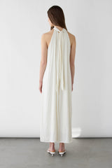 PLEATED HALTER MAXI DRESS