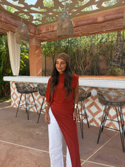 Leila Asymetrical Top in Terracotta