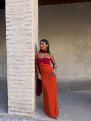 Zahara Dress in Orange and Red - Shipping/Envio 25/05 to 29/05