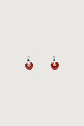 RED AGATE HEART PENDANT HOOP EARRINGS