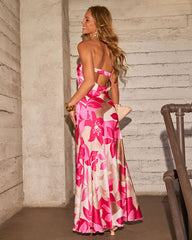 Sun Meadow Strapless Tropical Floral Maxi Dress
