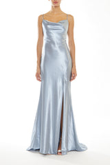 true Decadence Pippa Steel Blue Bridesmaid Cowl-Neck Slip Dress