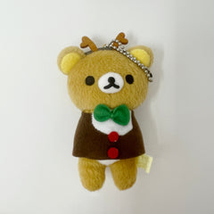 2015 Rilakkuma Brown Reindeer Cape Prize Plush Keychain - Rilakkuma Christmas - San-X