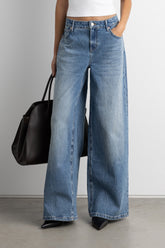 CREASED EFFECT WIDE LEG JEAN