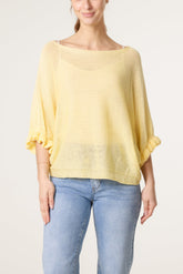 Filigree Frill Sleeve Batwing Jumper