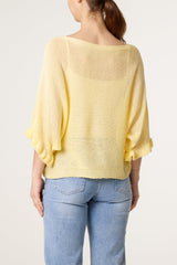 Filigree Frill Sleeve Batwing Jumper