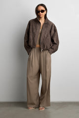 CROPPED TEXTURED FUNNEL NECK JACKET