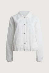 NYLON BUTTON FRONT BALLOON HEM JACKET
