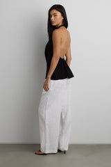 LINEN BLEND WIDE LEG PANT