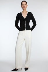 HIGH-RISE STRAIGHT LEG TROUSER WITH HALF ELASTIC WAIST