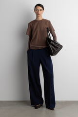 STRIPED ELASTICATED WAIST STRAIGHT LEG PANT