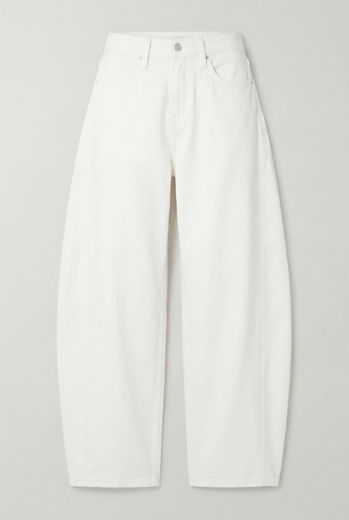 MID-RISE CURVED WAIST BARREL LEG PANT