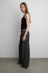 RIBBED KNIT STRIPED FLARE PANT