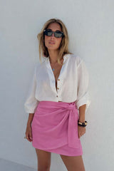 Pink Vegan Leather Mini Jaspre Skirt