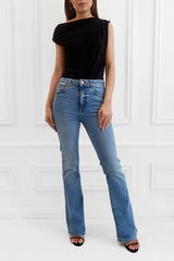 Honor Gold Raven Black Off The Shoulder / Drop Shoulder Top