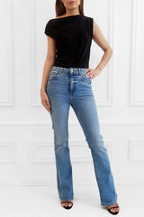 Honor Gold Raven Black Off The Shoulder / Drop Shoulder Top