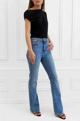 Honor Gold Raven Black Off The Shoulder / Drop Shoulder Top