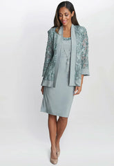Gina Bacconi Sage Beverley Dress and Jacket with Necklace