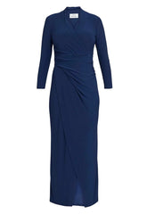 Gina Bacconi Navy Hilary Jersey Wrap Maxi Dress