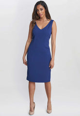 Gina Bacconi Navy Merna Crepe Shift Dress