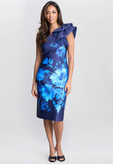 Gina Bacconi Venus Printed Asymmetric Dress