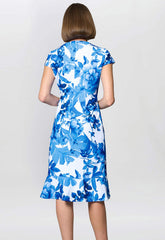 Gina Bacconi Royal Hilda Printed Crepe Dress