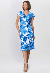 Gina Bacconi Royal Hilda Printed Crepe Dress