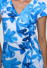 Gina Bacconi Royal Hilda Printed Crepe Dress