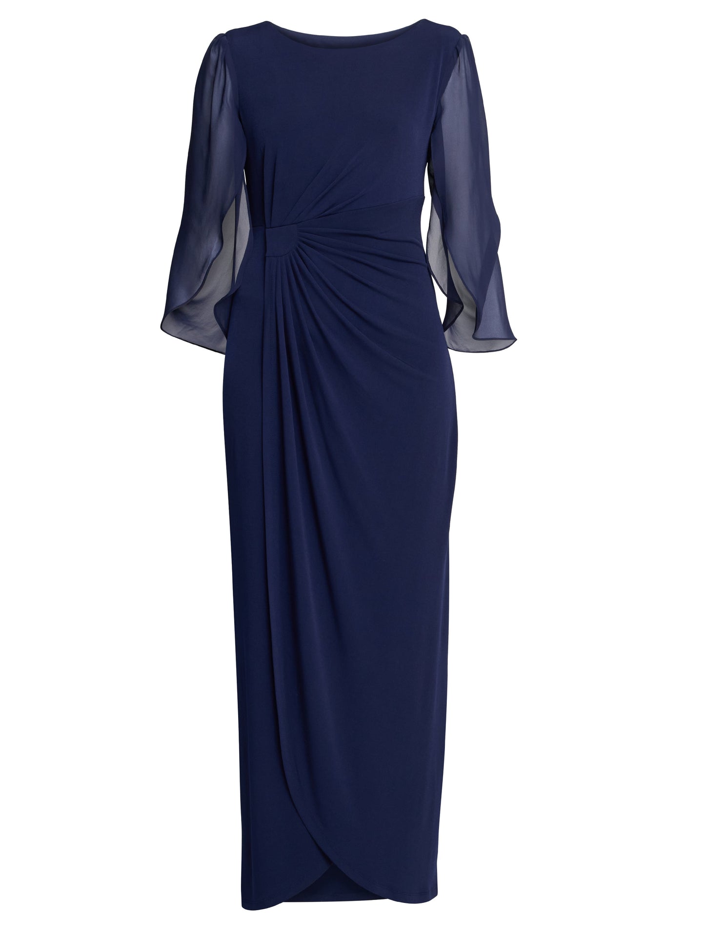 Gina Bacconi Navy Iulia Jersey And Chiffon Wrap Dress