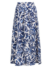 Gina Bacconi NAVY Enid Abstract Print Elastic Waist Skirt