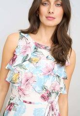 Gina Bacconi WHITE / MULTI Tulisa Sleeveless Floral Midi Dress