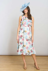 Gina Bacconi WHITE / MULTI Tulisa Sleeveless Floral Midi Dress