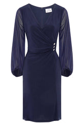 Gina Bacconi Navy Dee Jersey Wrap With Mesh Sleeves
