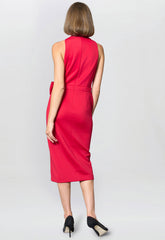 Gina Bacconi Red Elliana Bow Detail Midi Dress