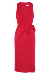 Gina Bacconi Red Elliana Bow Detail Midi Dress