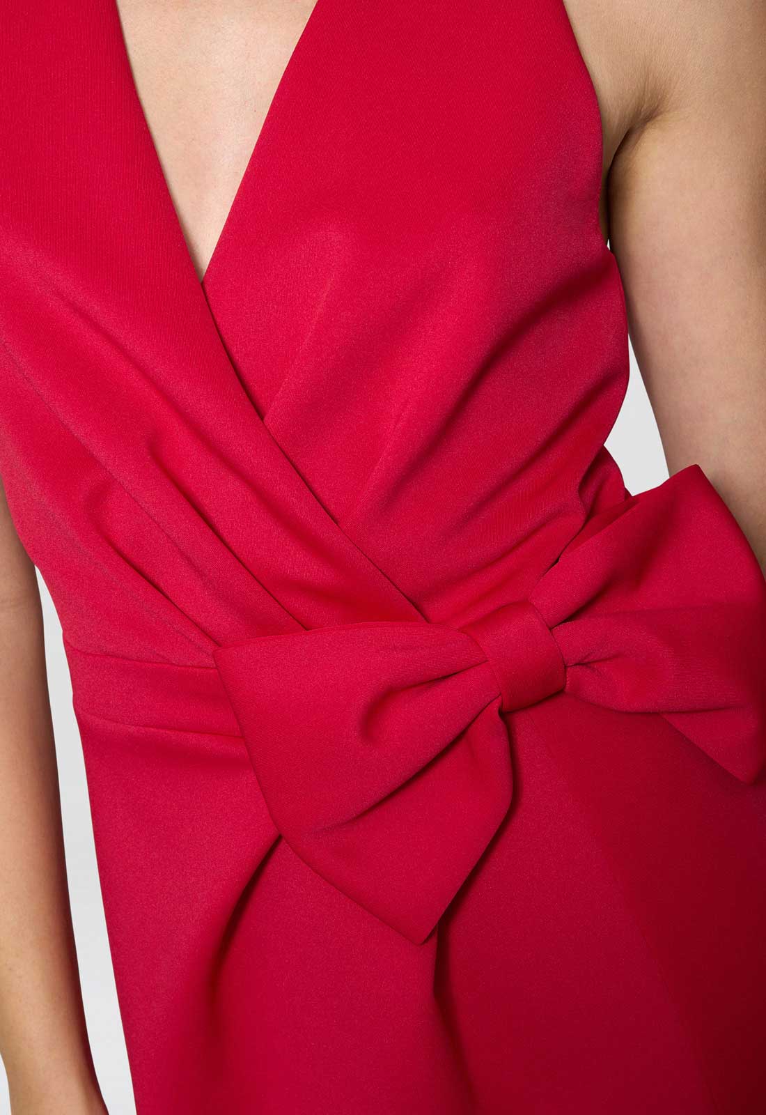 Gina Bacconi Red Elliana Bow Detail Midi Dress
