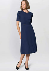 Gina Bacconi NAVY Mel Printed Sleeveless Midi Dress